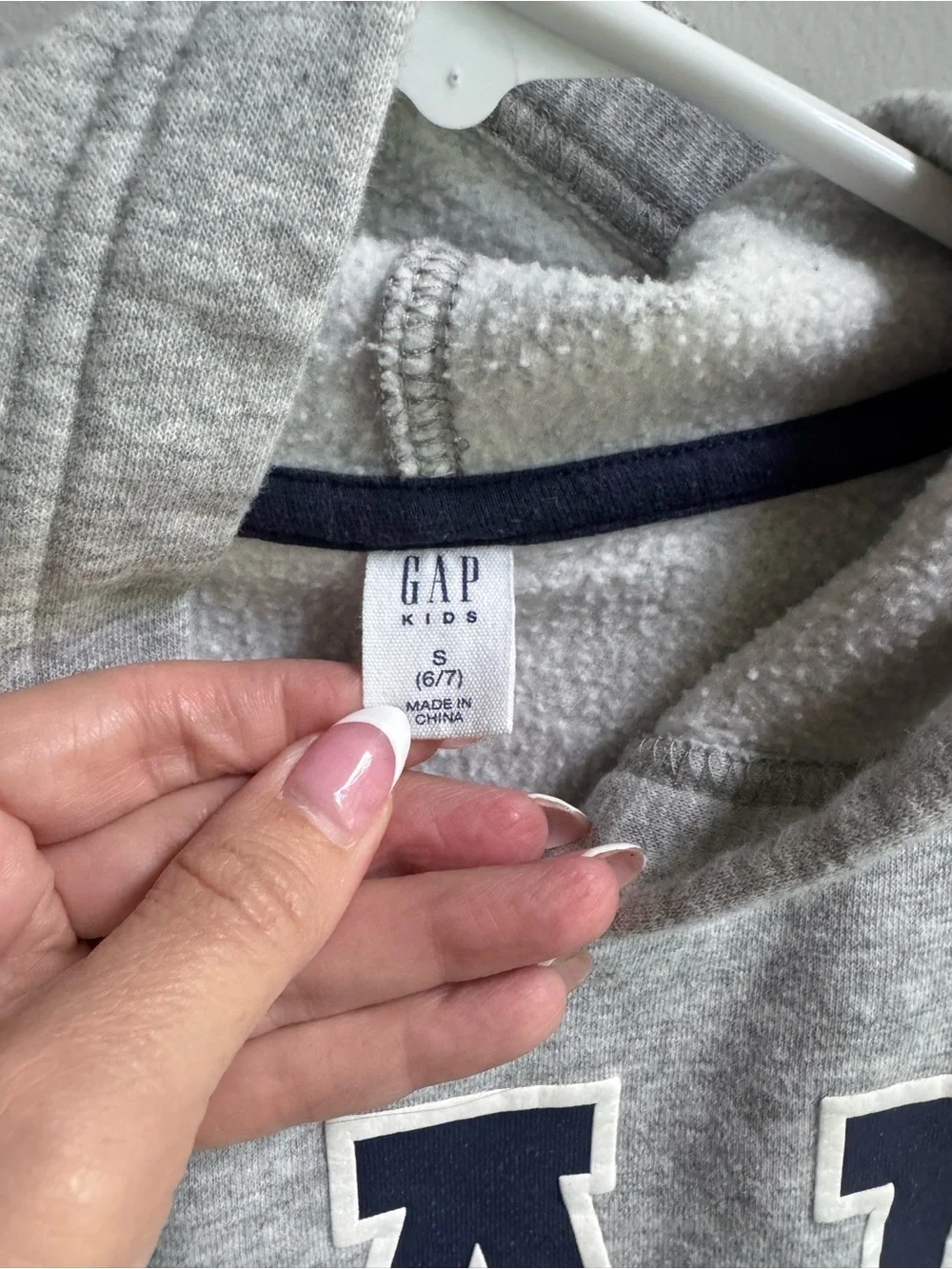 GAP Kids Light Gray Hoodie with Navy Lettering